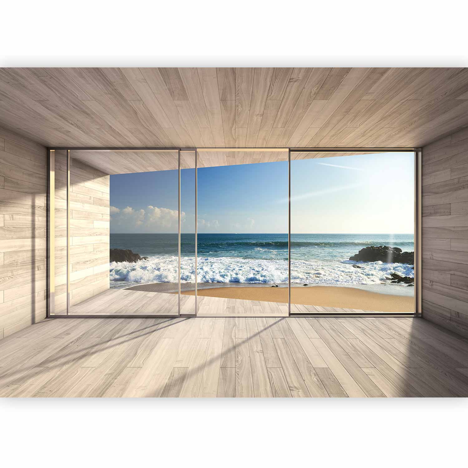Wooden Pier Sea Waves Wall Mural