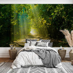 Forest Road in Sunlight Wall Mural