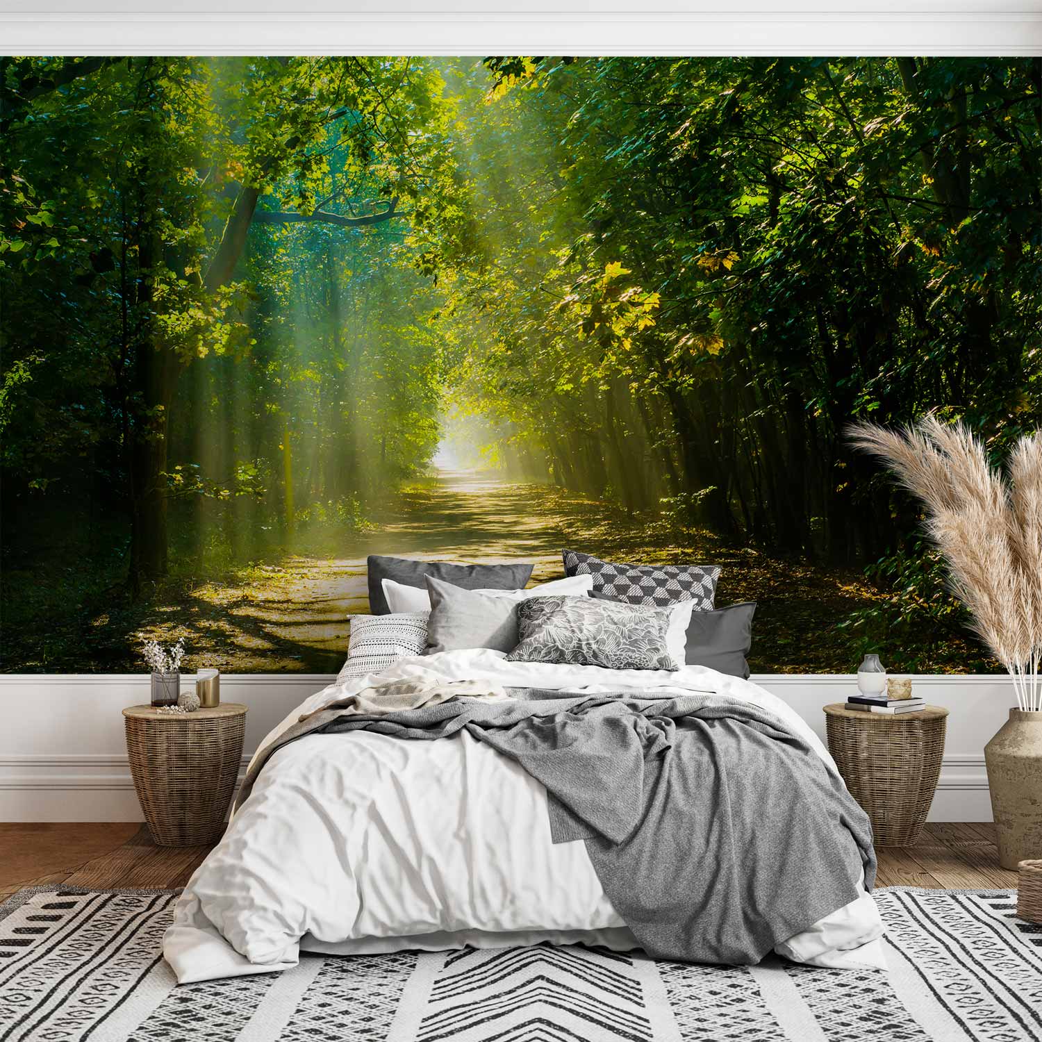 Forest Road in Sunlight Wall Mural