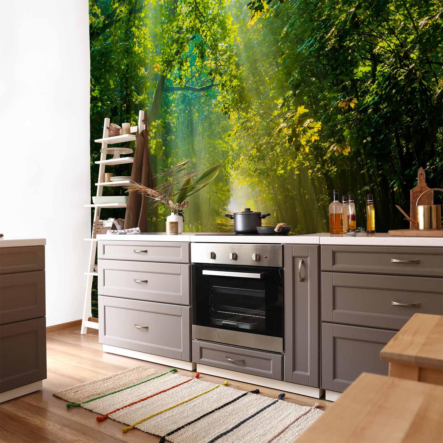 Forest Road in Sunlight Wall Mural