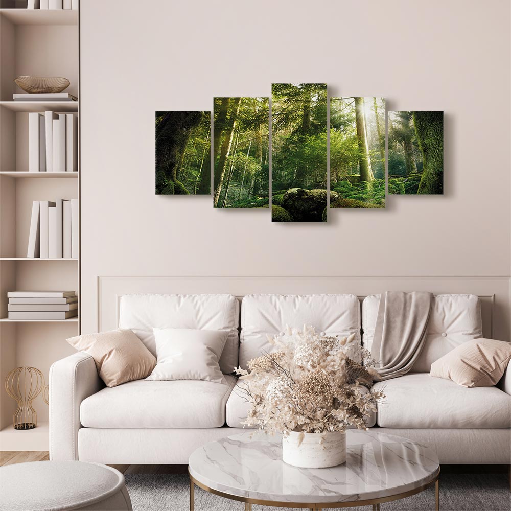 Misty Forest Trees Landscape Canvas Print