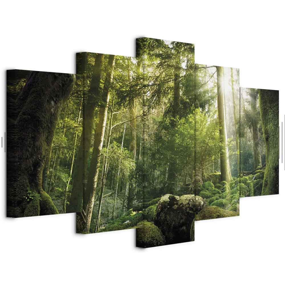 Misty Forest Trees Landscape Canvas Print