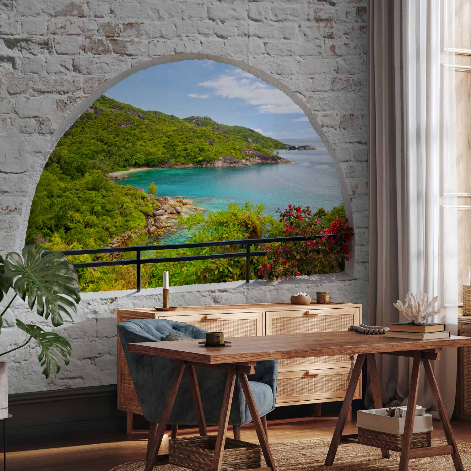 Emerald Island Coastal Landscape Wall Mural