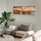 Orange Sea Waves Landscape Canvas Print