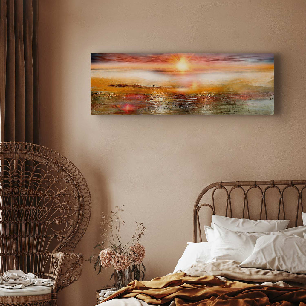 Orange Sea Waves Landscape Canvas Print