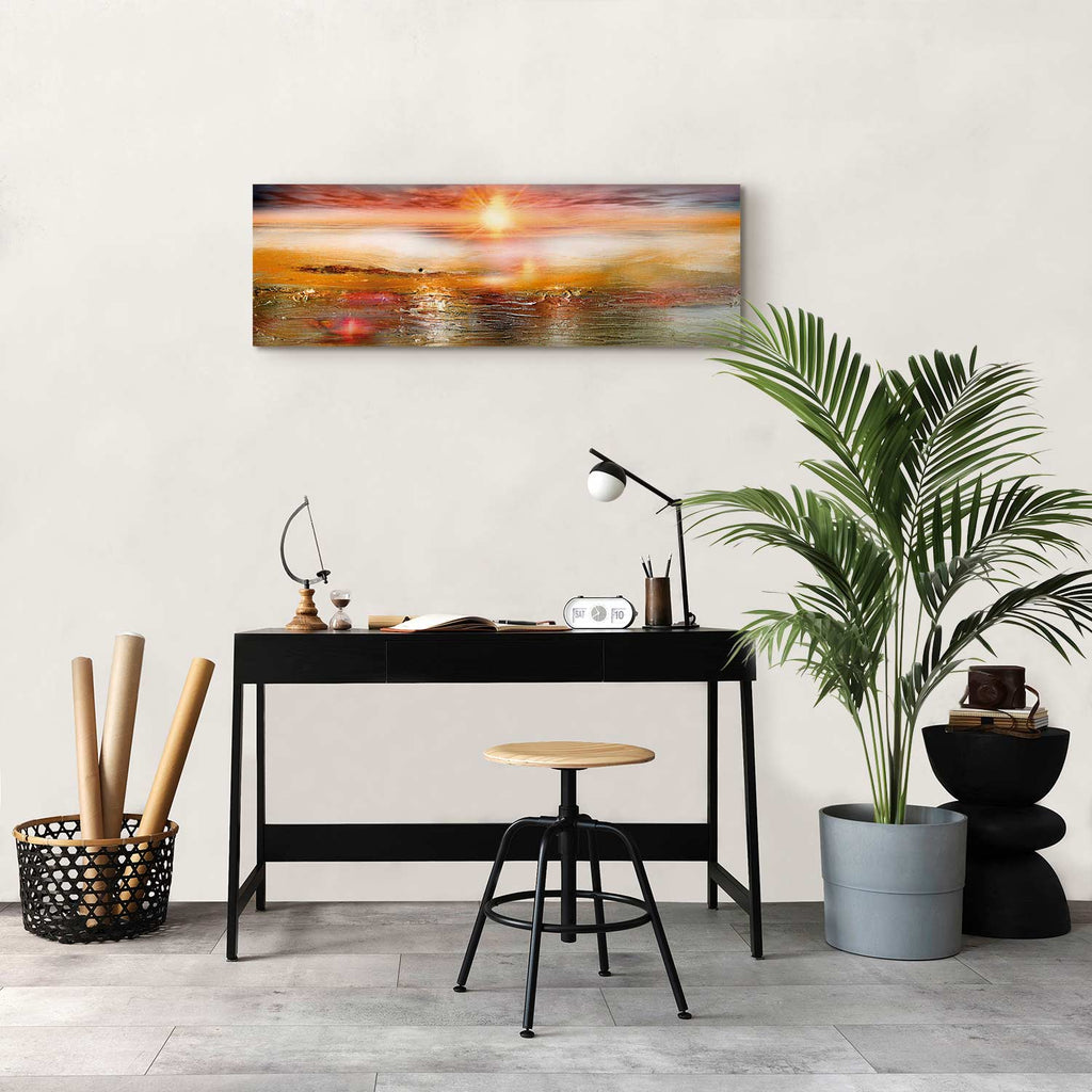 Orange Sea Waves Landscape Canvas Print