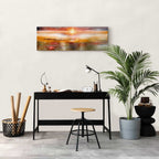 Orange Sea Waves Landscape Canvas Print