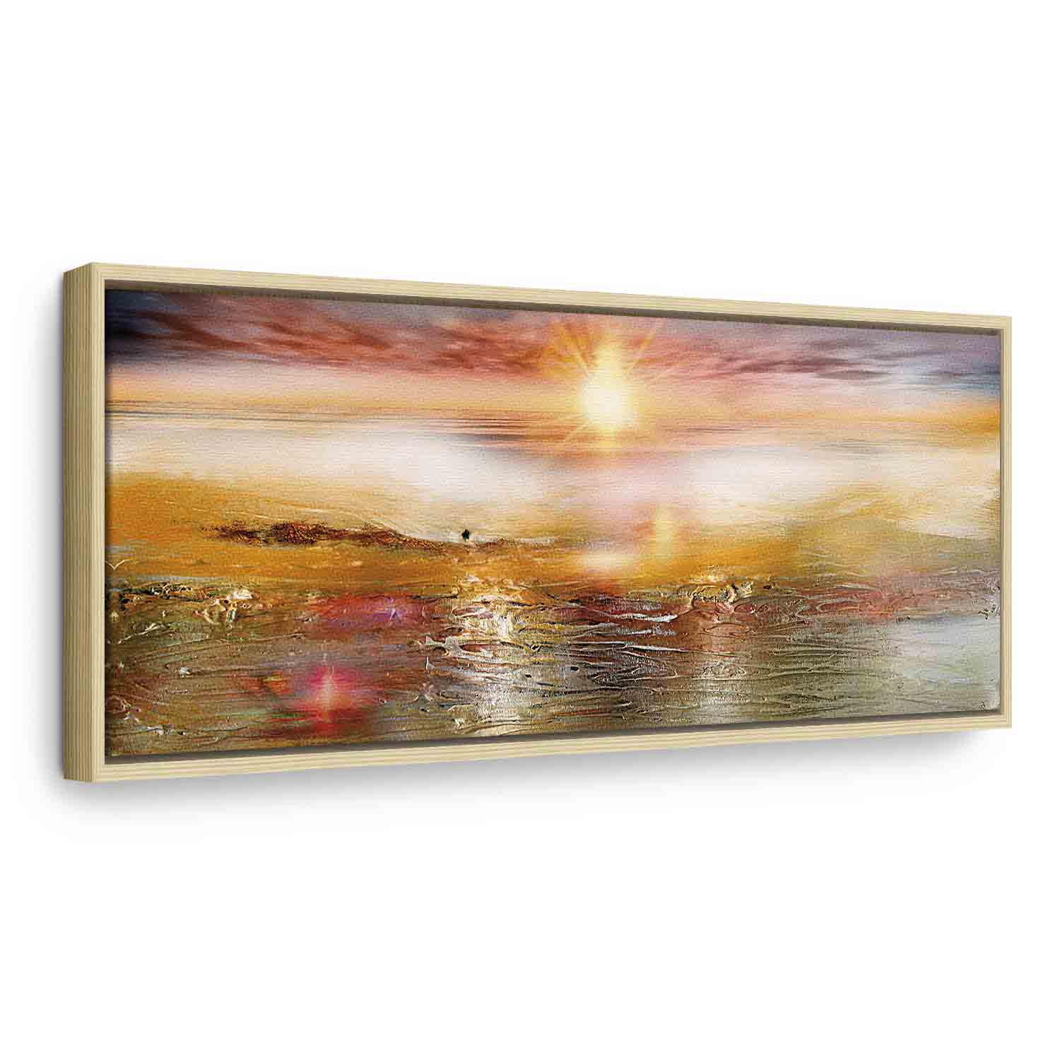 Orange Sea Waves Landscape Canvas Print