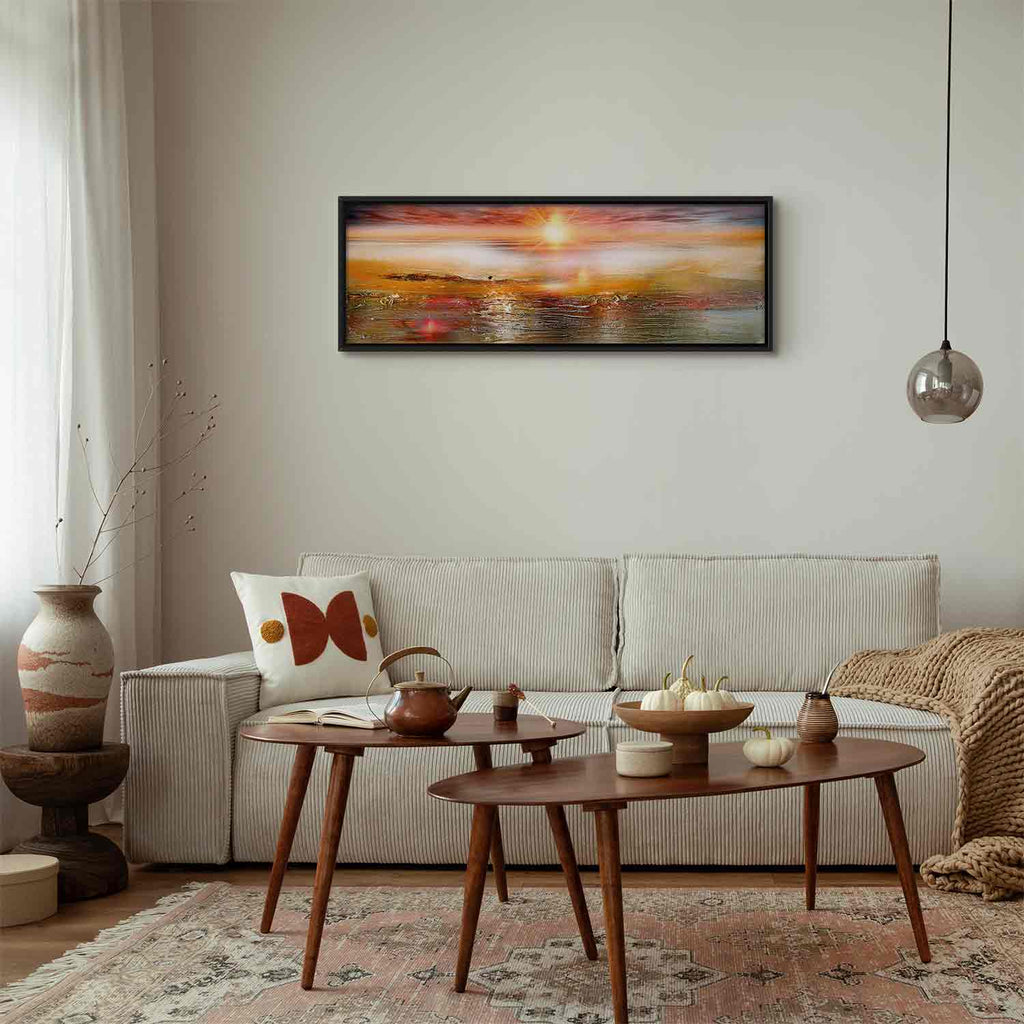 Orange Sea Waves Landscape Canvas Print