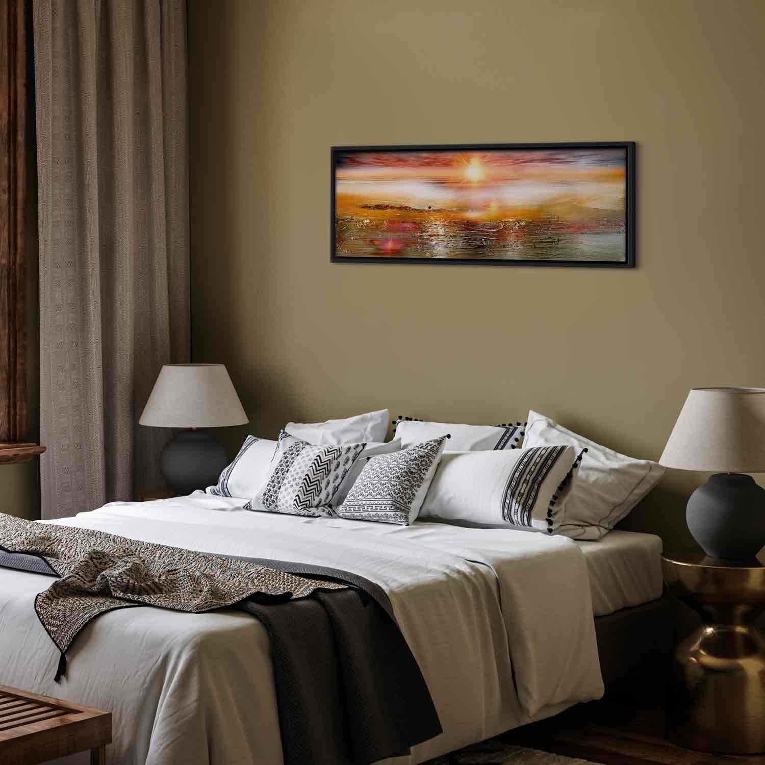 Orange Sea Waves Landscape Canvas Print