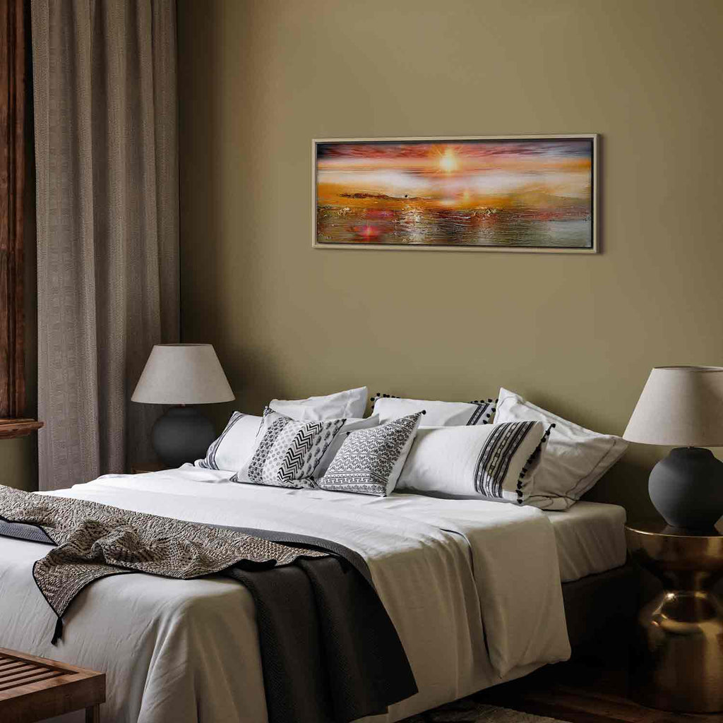 Orange Sea Waves Landscape Canvas Print