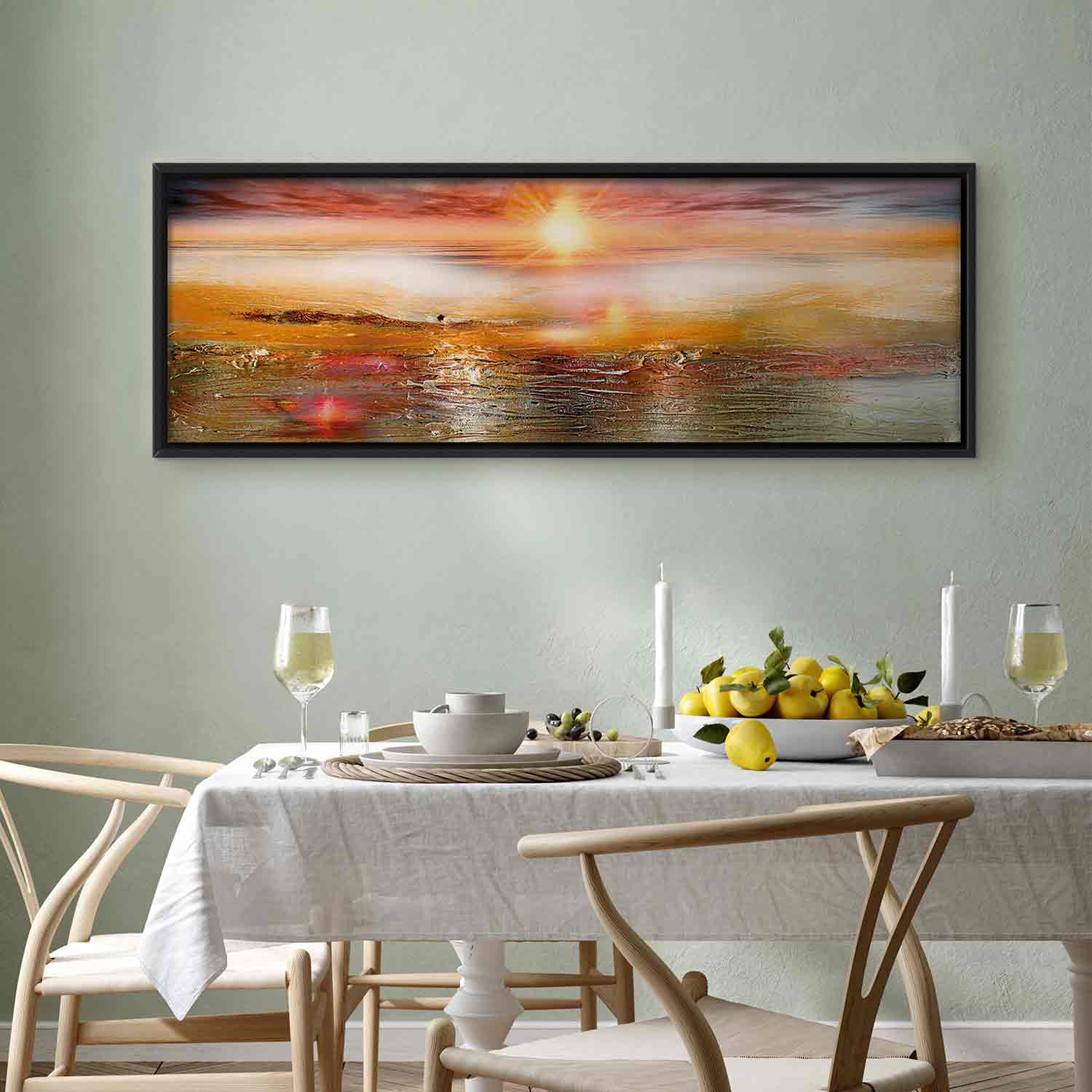 Orange Sea Waves Landscape Canvas Print