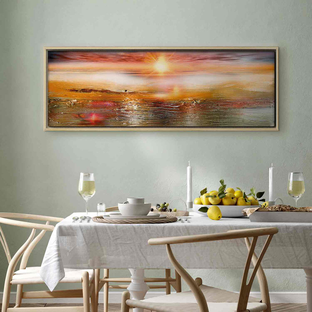 Orange Sea Waves Landscape Canvas Print