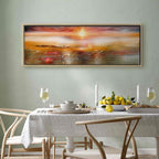 Orange Sea Waves Landscape Canvas Print