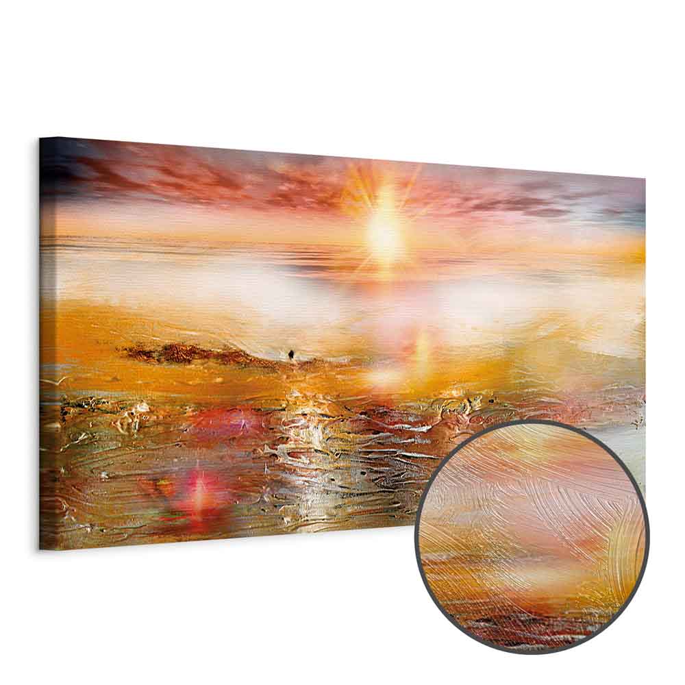 Orange Sea Waves Landscape Canvas Print