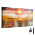 Orange Sea Waves Landscape Canvas Print