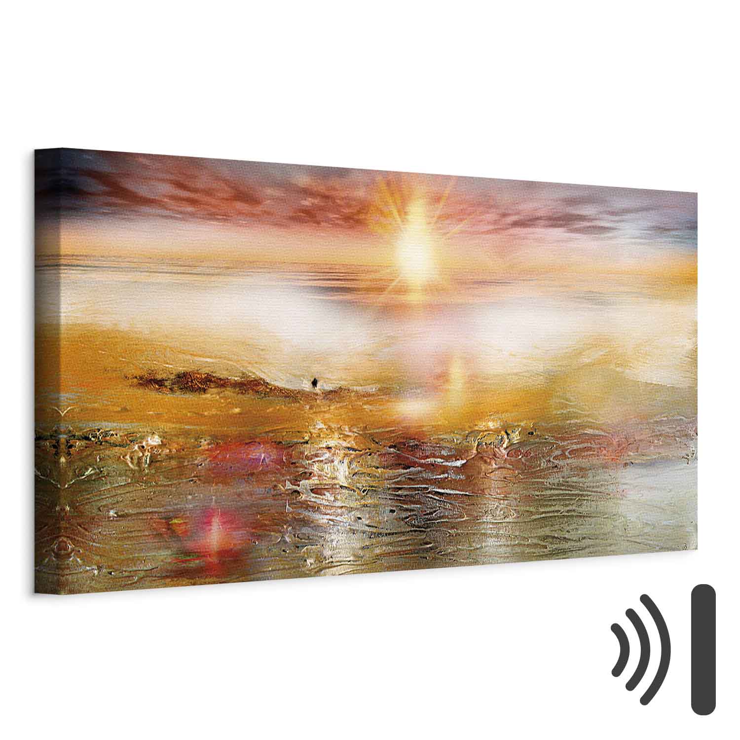 Orange Sea Waves Landscape Canvas Print
