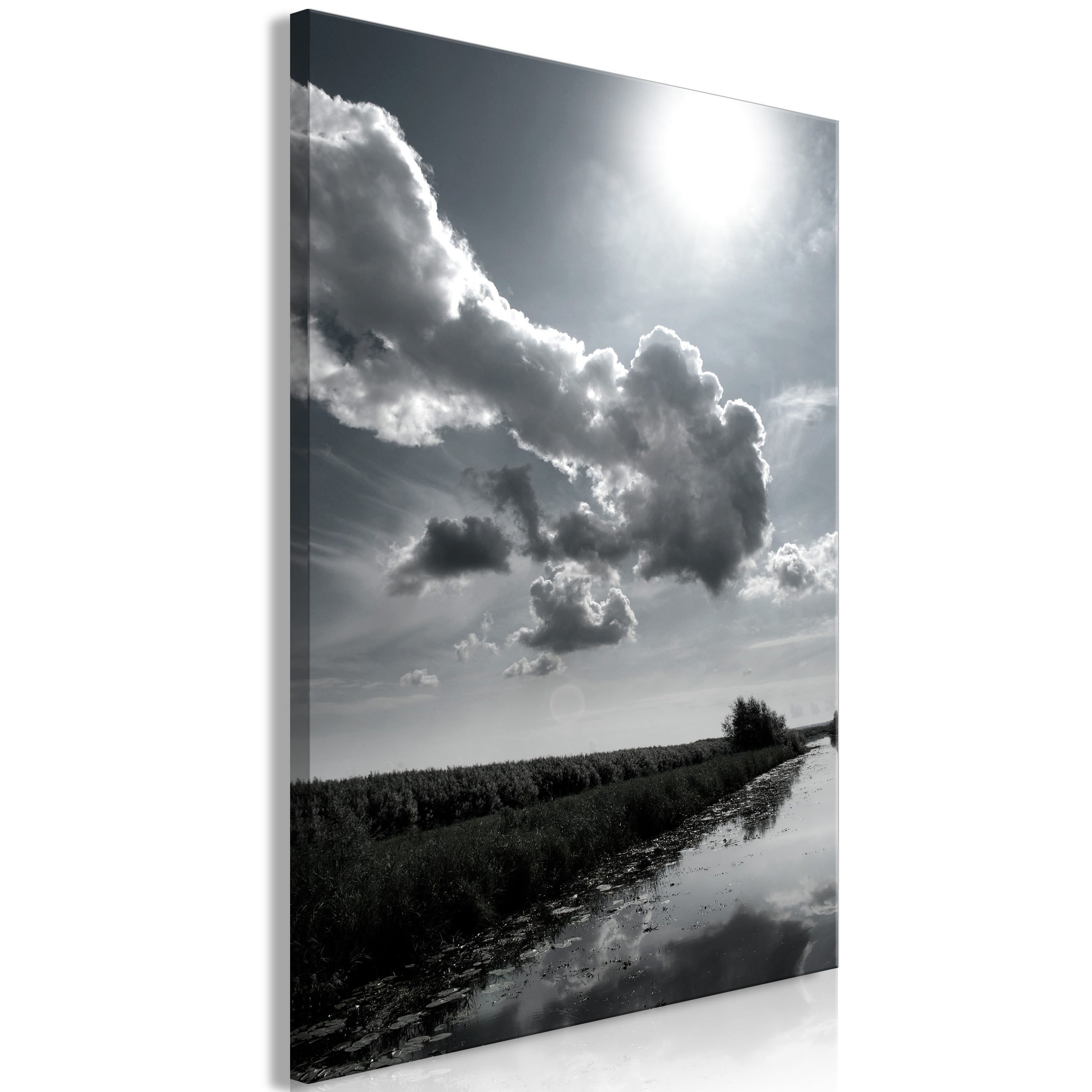Canvas Print - Sun Over Clouds (1-part) - Sky Reflection in Water Field