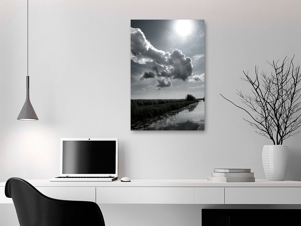Canvas Print - Sun Over Clouds (1-part) - Sky Reflection in Water Field