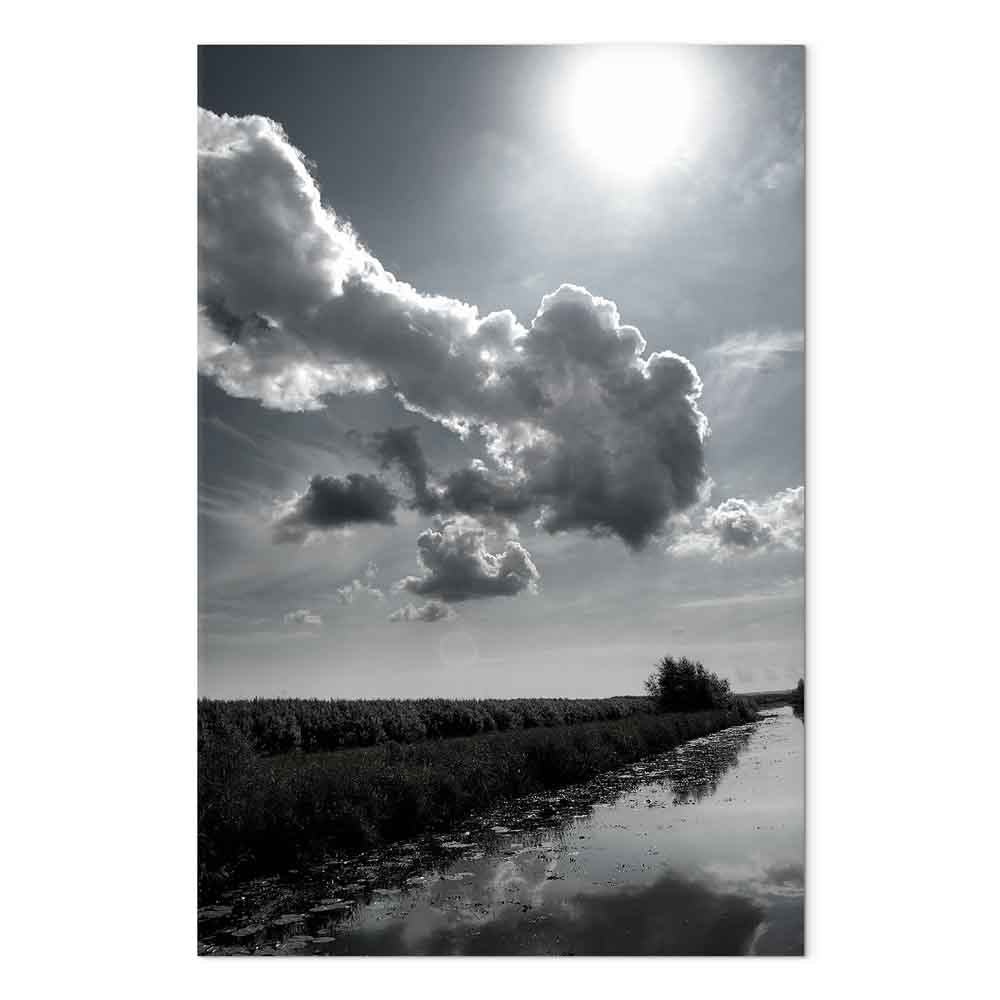Sun Over Clouds Sky Reflection Canvas Print