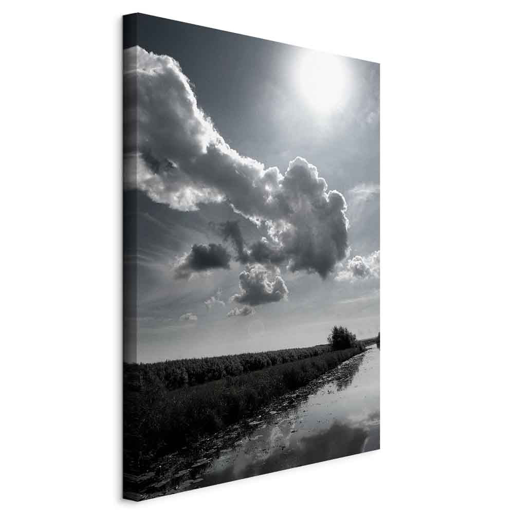 Sun Over Clouds Sky Reflection Canvas Print