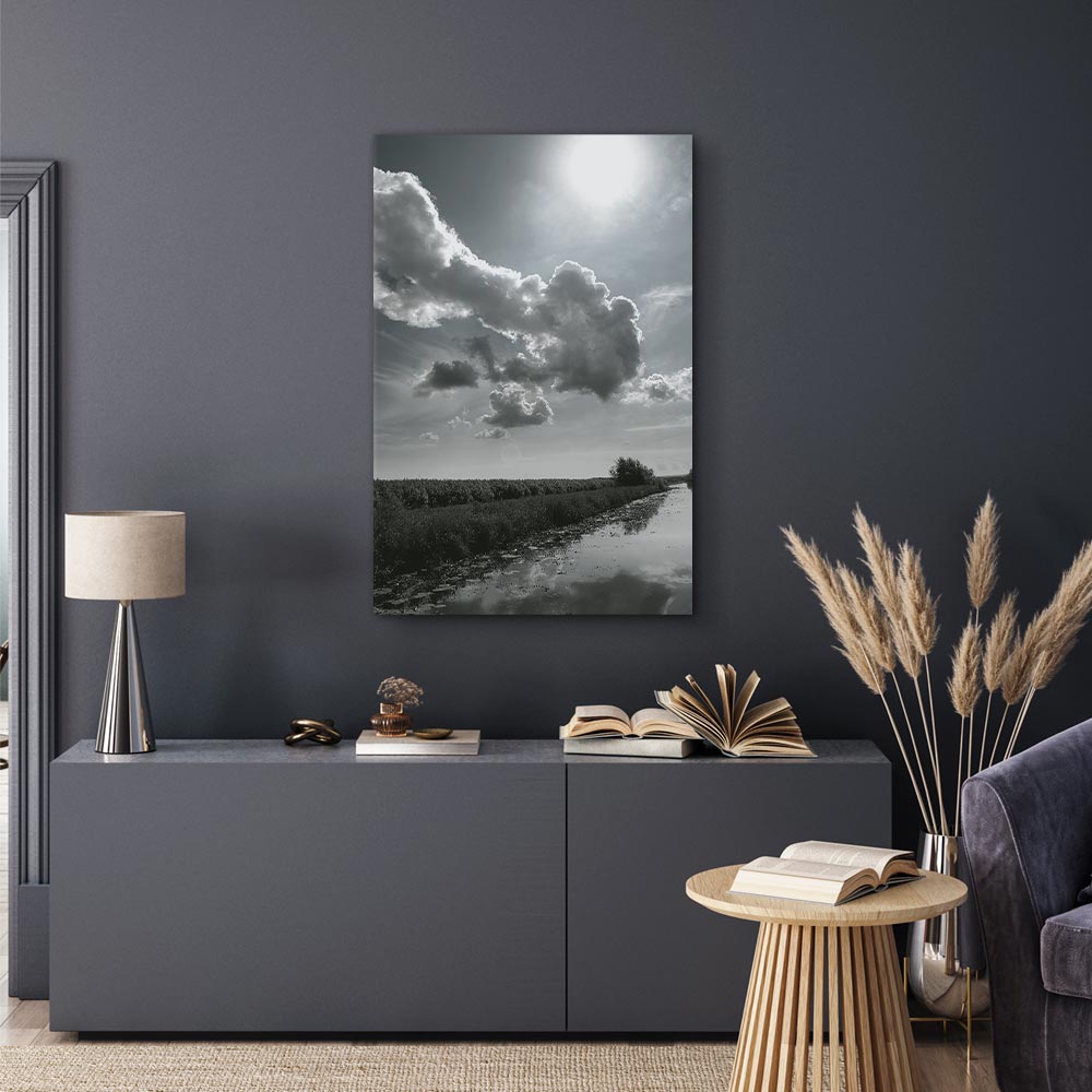 Sun Over Clouds Sky Reflection Canvas Print