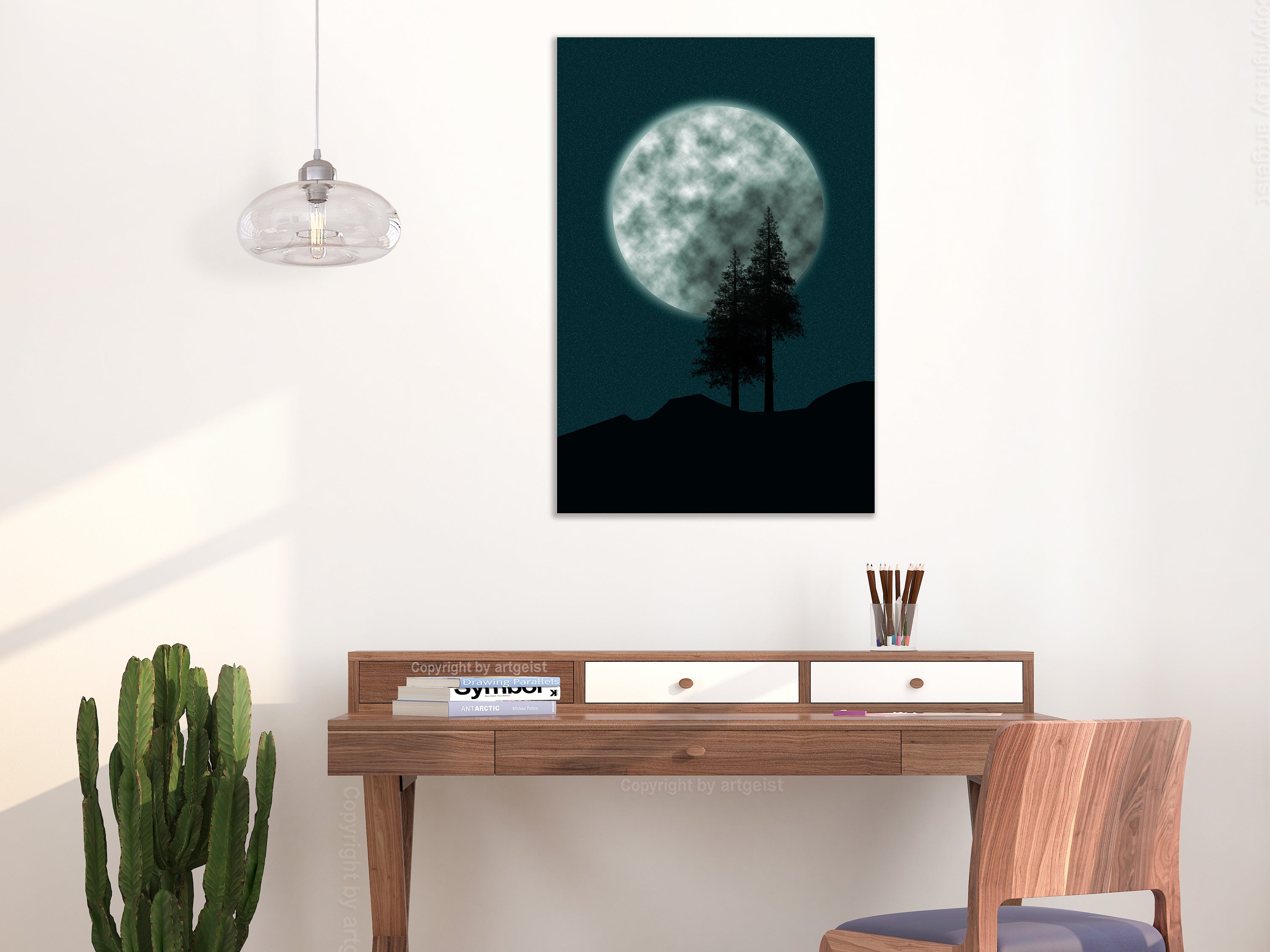 Canvas Print - Beautiful Full Moon Vertical