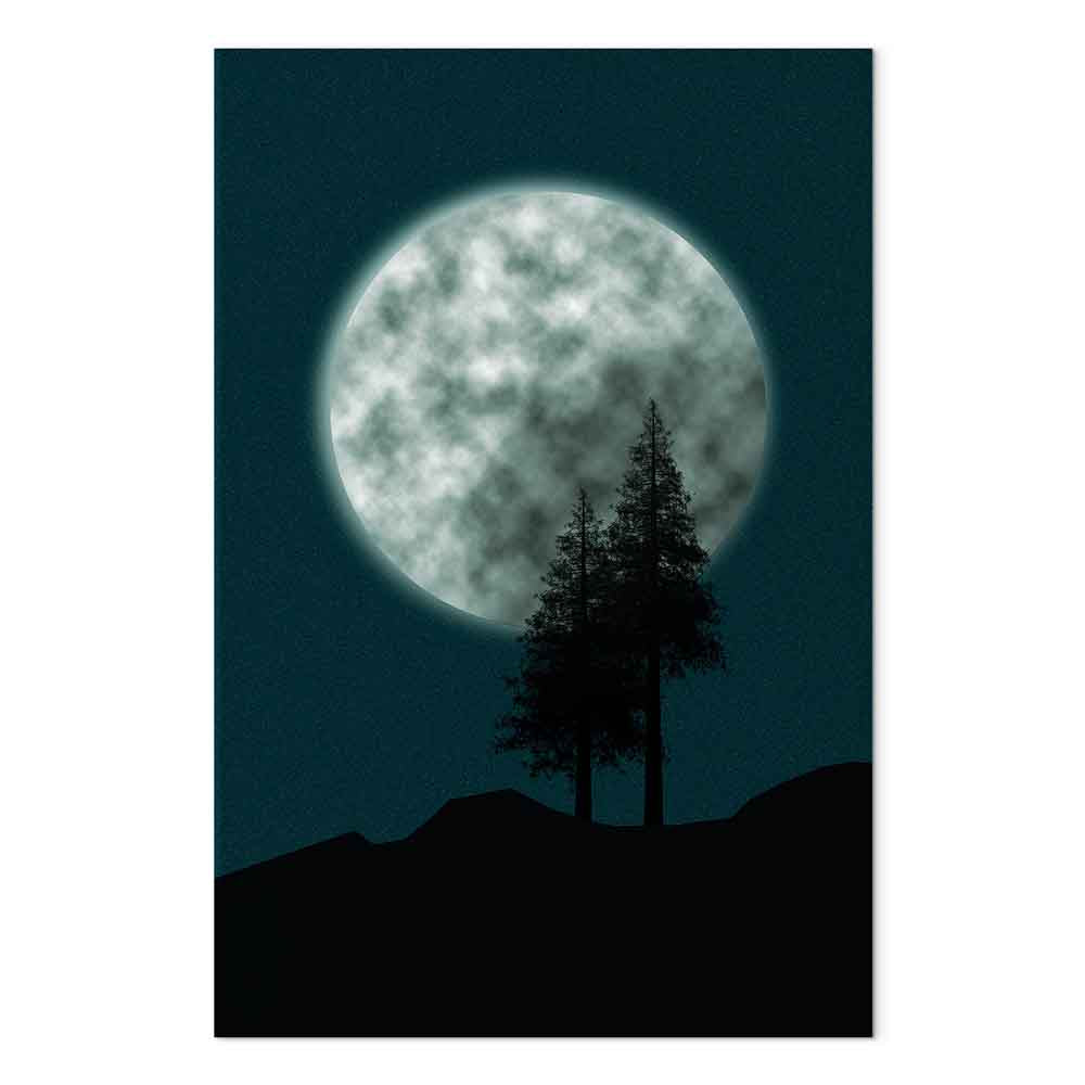 Full Moon Night Sky Trees Landscape Canvas Print