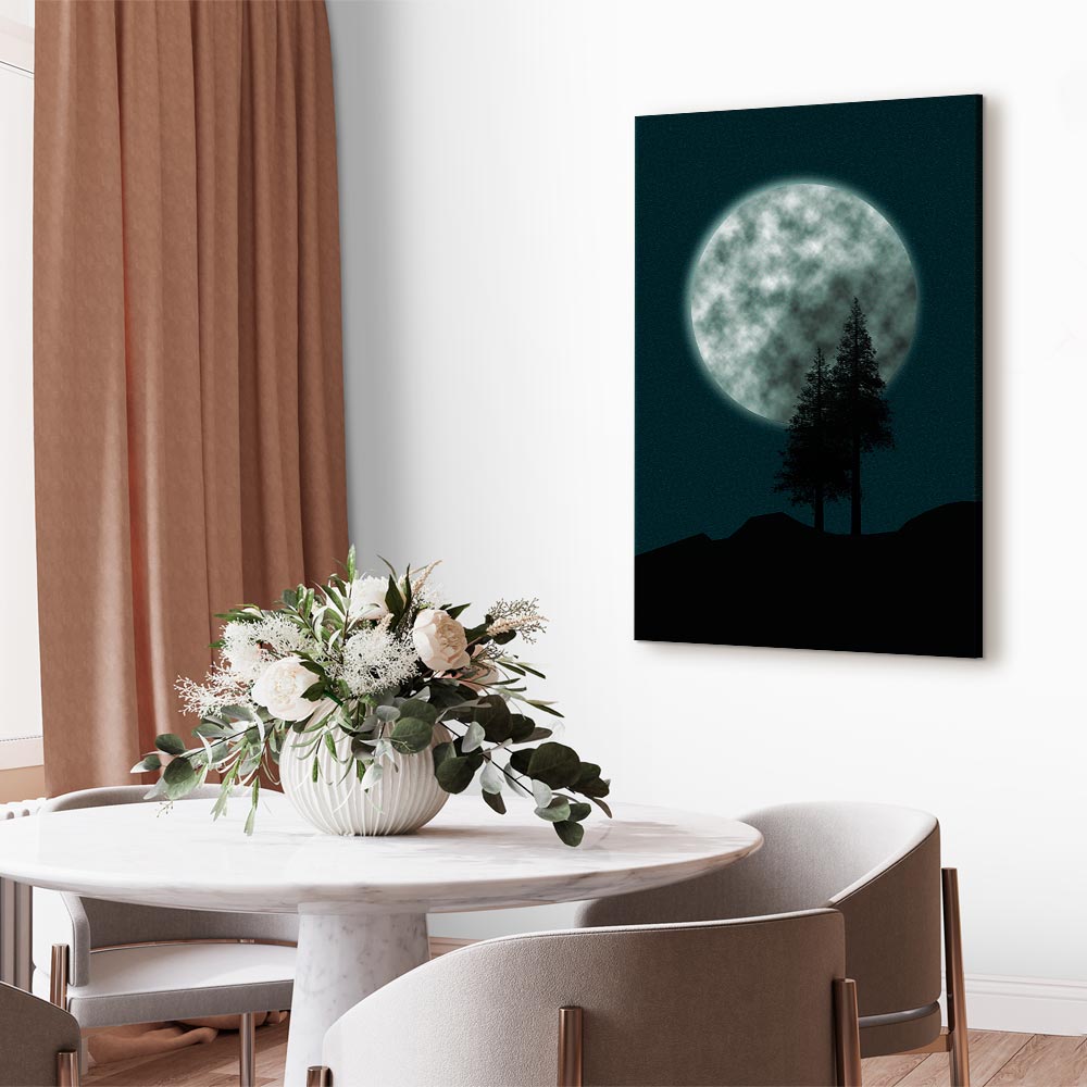 Full Moon Night Sky Trees Landscape Canvas Print
