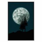Full Moon Night Sky Trees Landscape Canvas Print