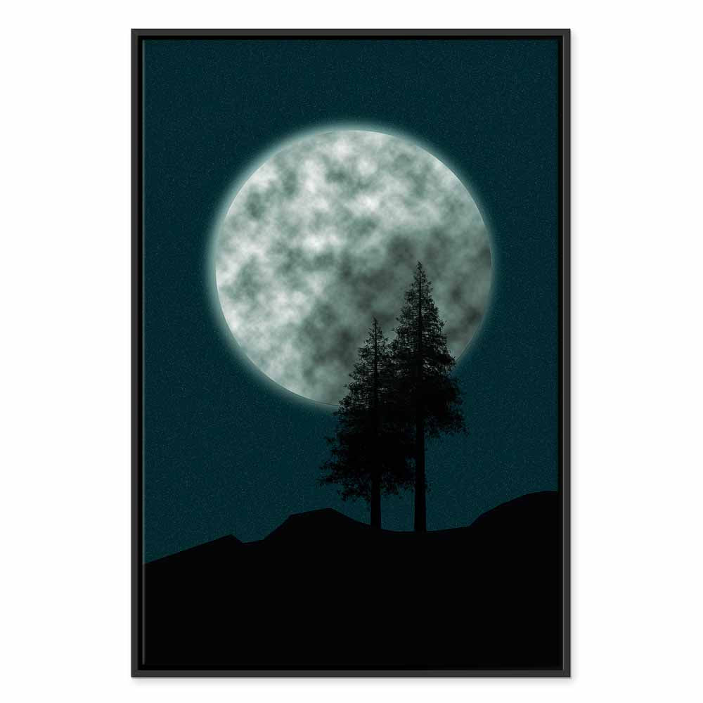 Full Moon Night Sky Trees Landscape Canvas Print