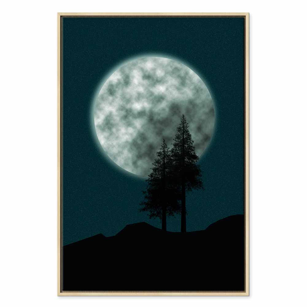 Full Moon Night Sky Trees Landscape Canvas Print