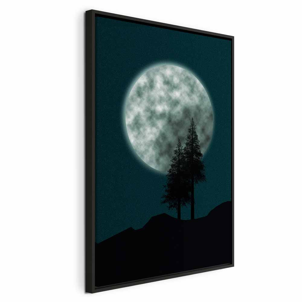 Full Moon Night Sky Trees Landscape Canvas Print