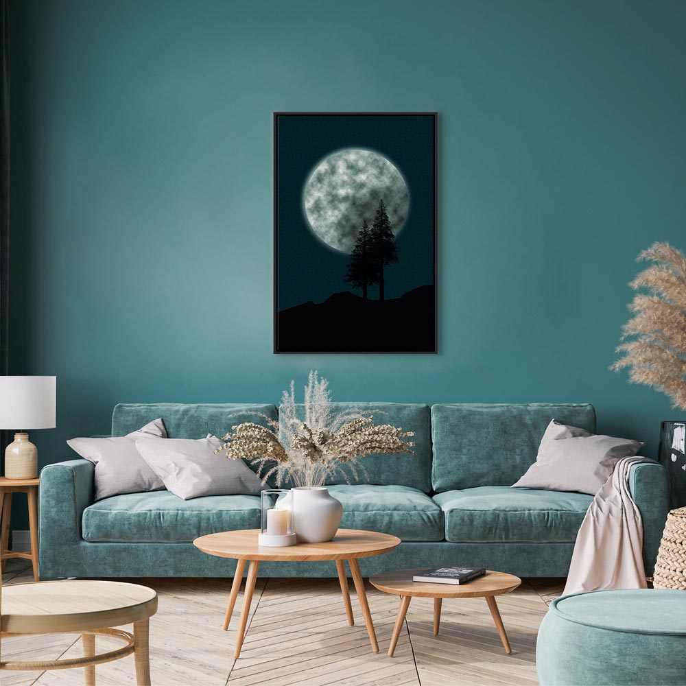 Full Moon Night Sky Trees Landscape Canvas Print
