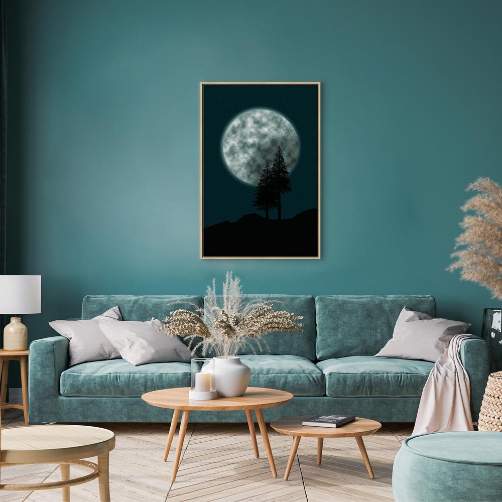 Full Moon Night Sky Trees Landscape Canvas Print
