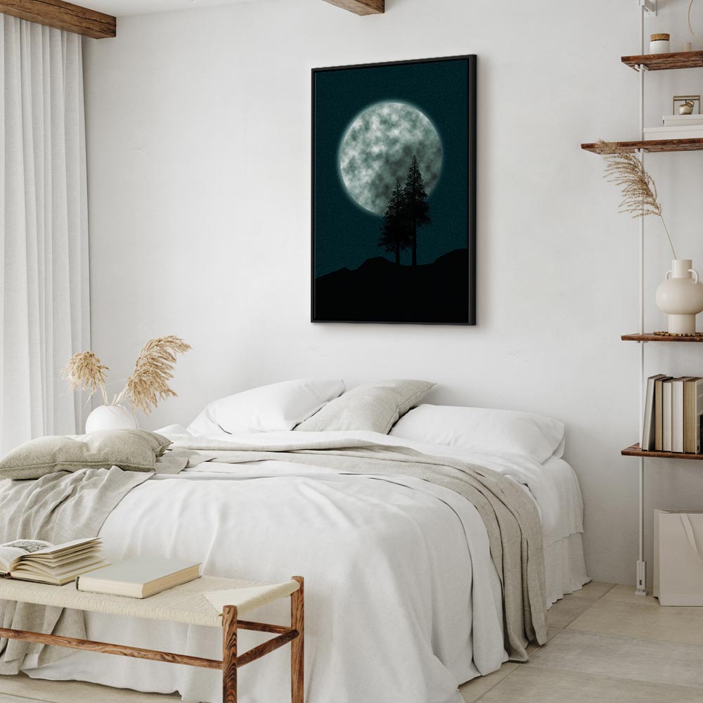 Full Moon Night Sky Trees Landscape Canvas Print