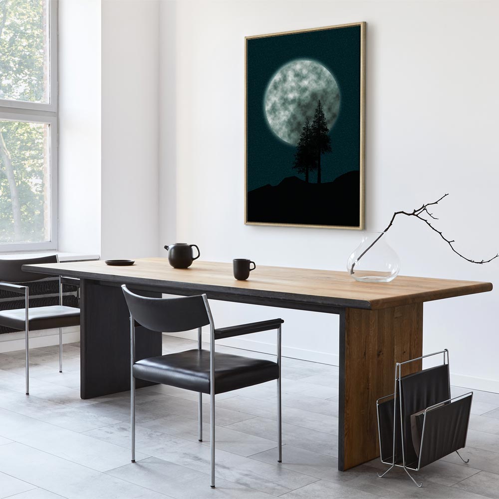 Full Moon Night Sky Trees Landscape Canvas Print