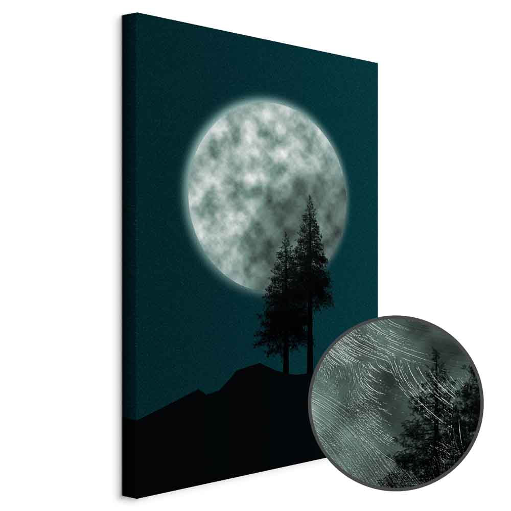 Full Moon Night Sky Trees Landscape Canvas Print
