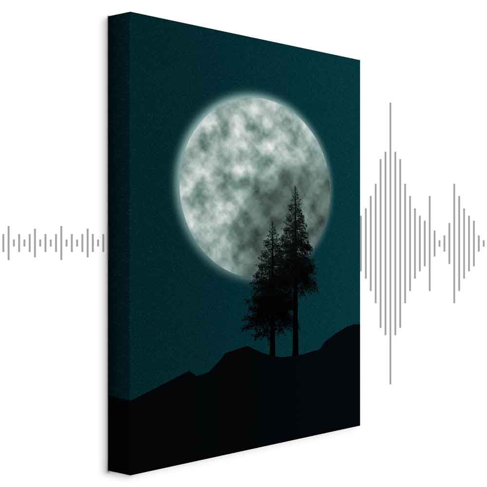 Full Moon Night Sky Trees Landscape Canvas Print