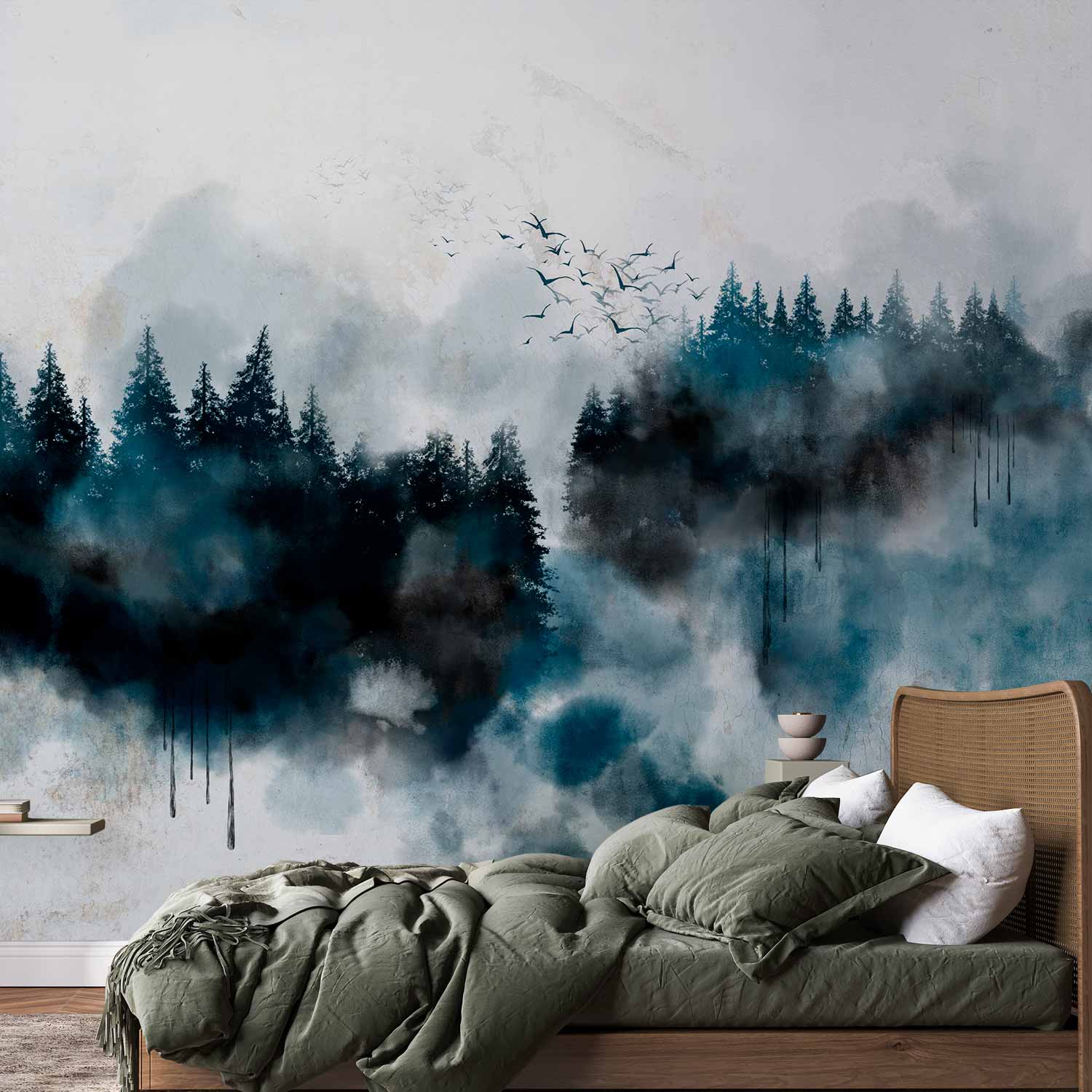Painted Mountain Forest Abstract Wall Mural
