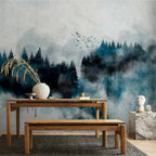 Painted Mountain Forest Abstract Wall Mural