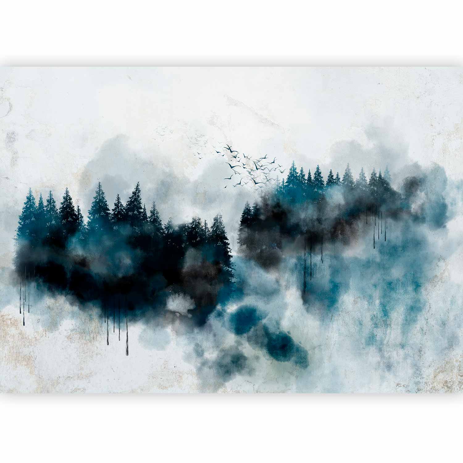 Painted Mountain Forest Abstract Wall Mural