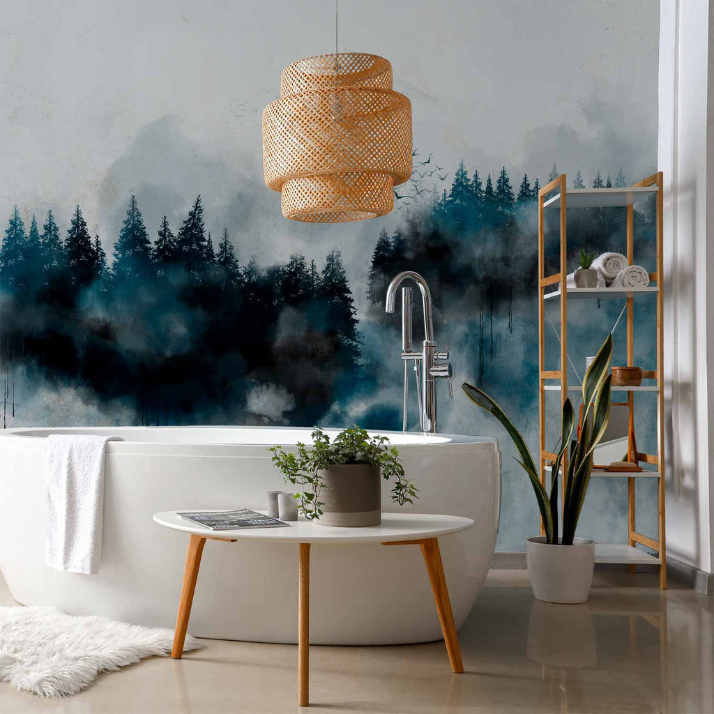 Painted Mountain Forest Abstract Wall Mural
