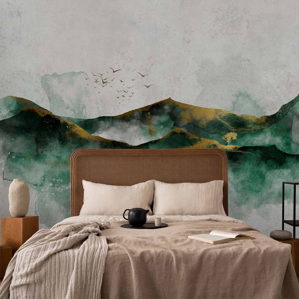 Green Mountain Landscape Abstract Wall Mural
