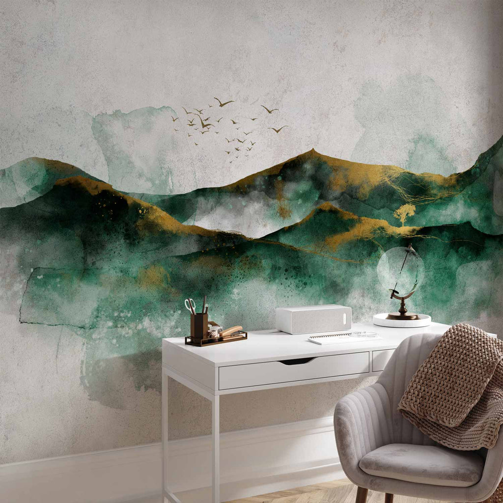 Green Mountain Landscape Abstract Wall Mural