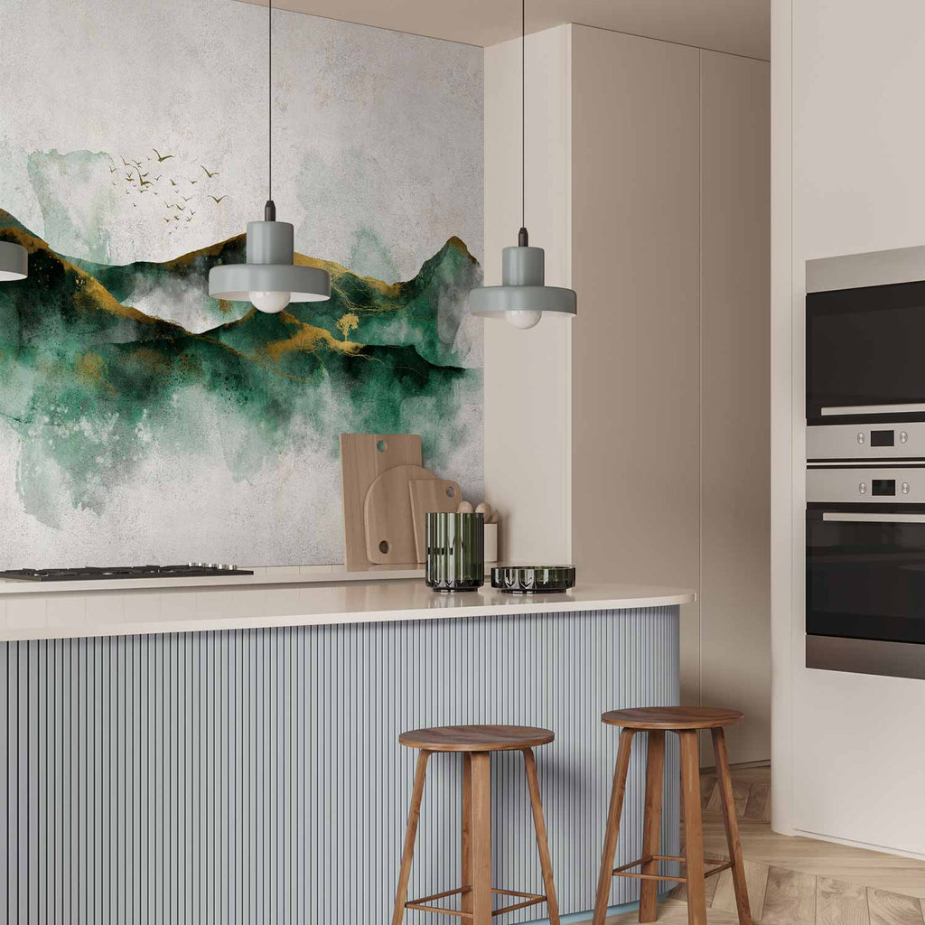 Green Mountain Landscape Abstract Wall Mural