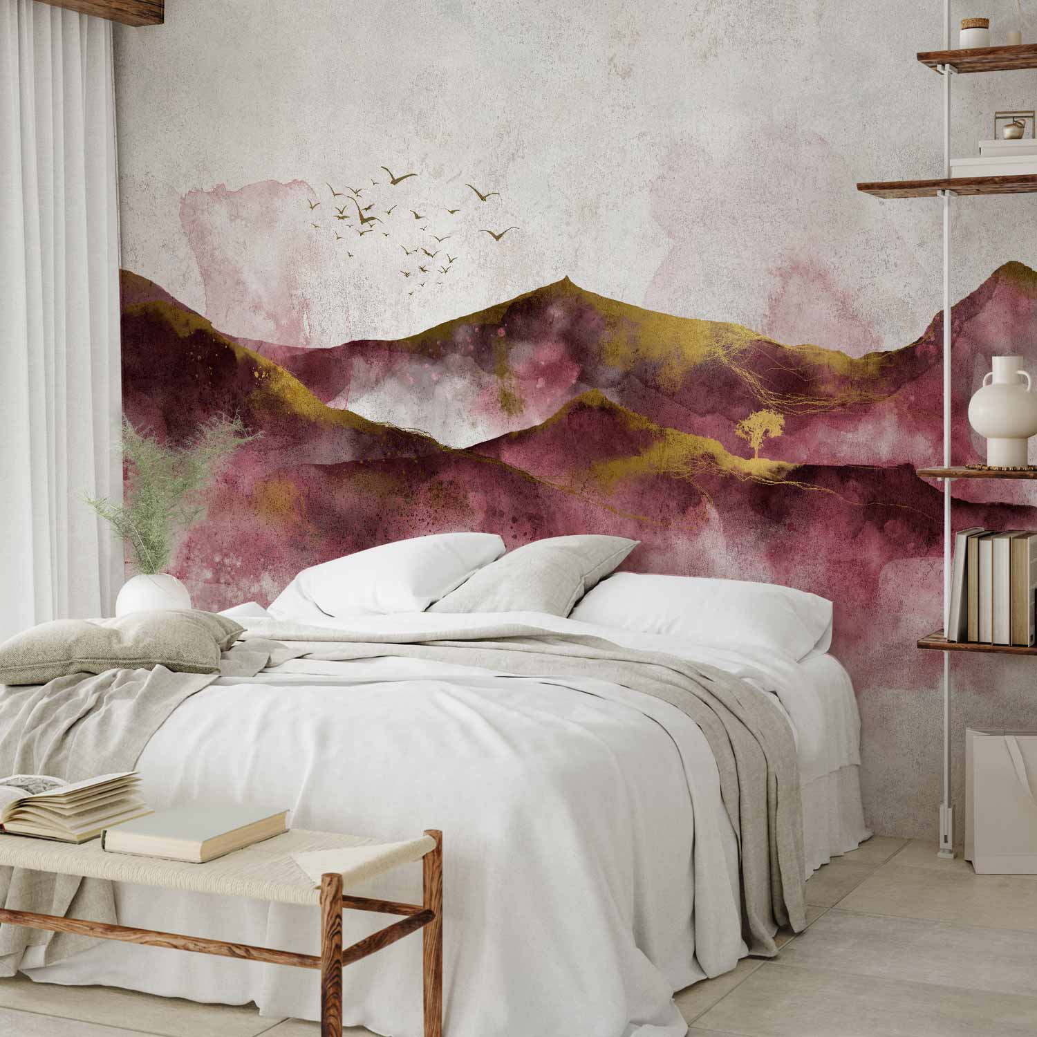 Golden Hour Birds Landscape Wall Mural