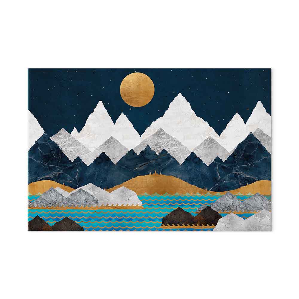 Starry Mountain Night Landscape Canvas Print