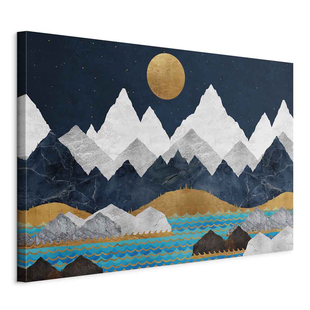 Starry Mountain Night Landscape Canvas Print