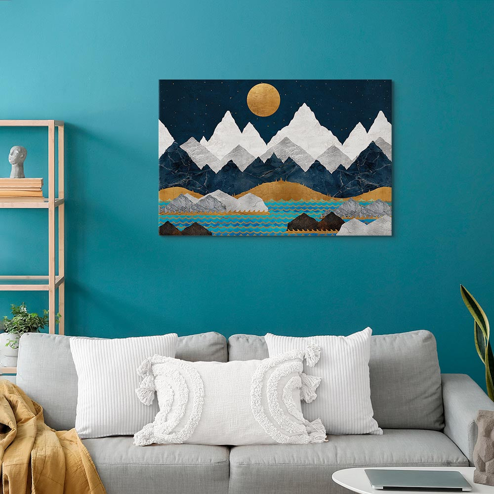 Starry Mountain Night Landscape Canvas Print